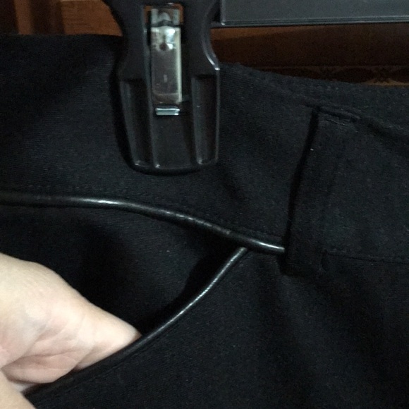 INC black pants with pleather trim along the front pockets and back waist - Picture 3 of 5